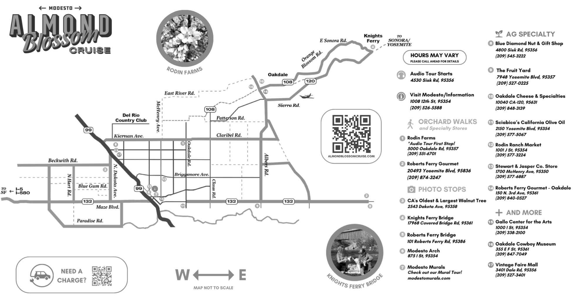 black and white version of almond blossom cruise map