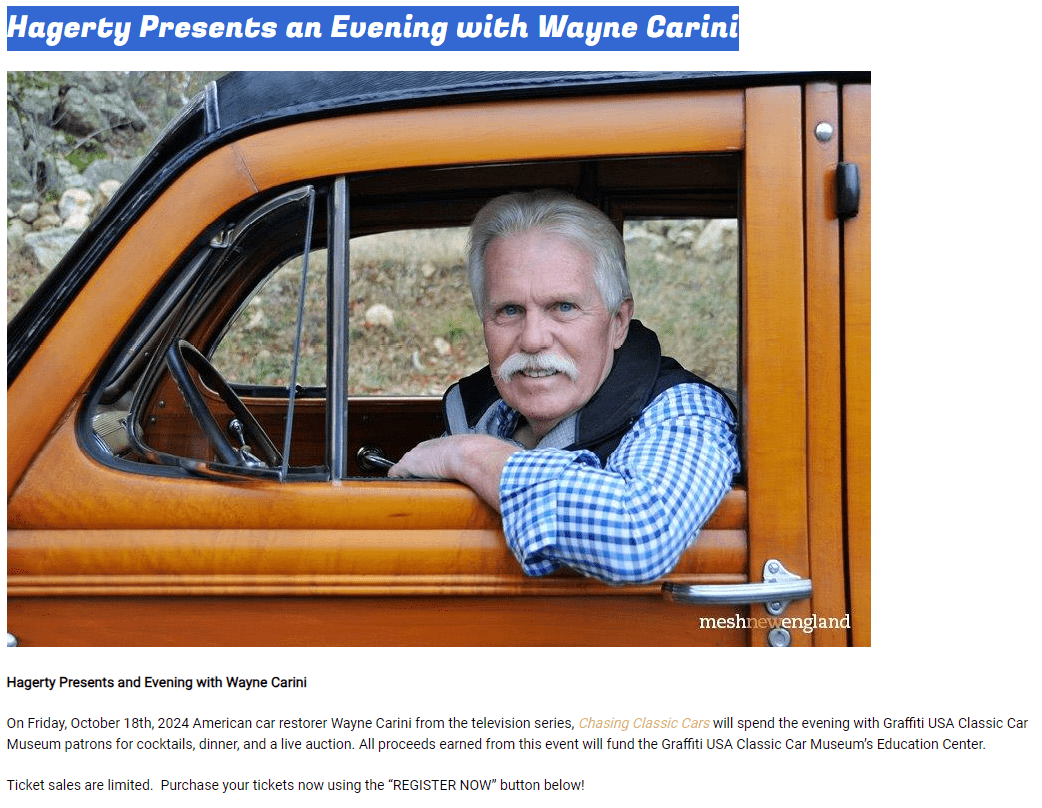 Hagerty Presents an Evening with Wayne Carini