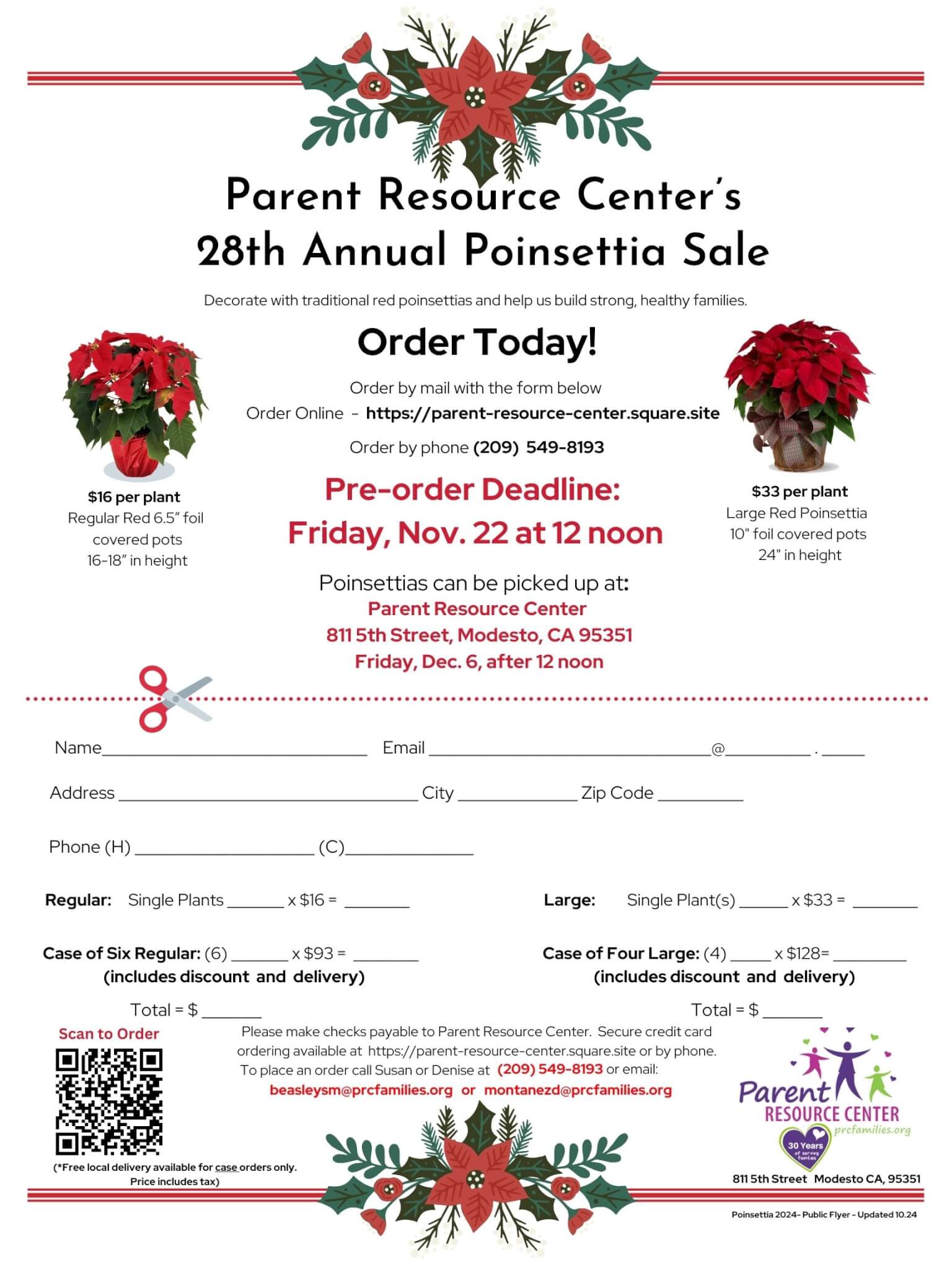 Parent Resource Center Poinsettia Fundraiser