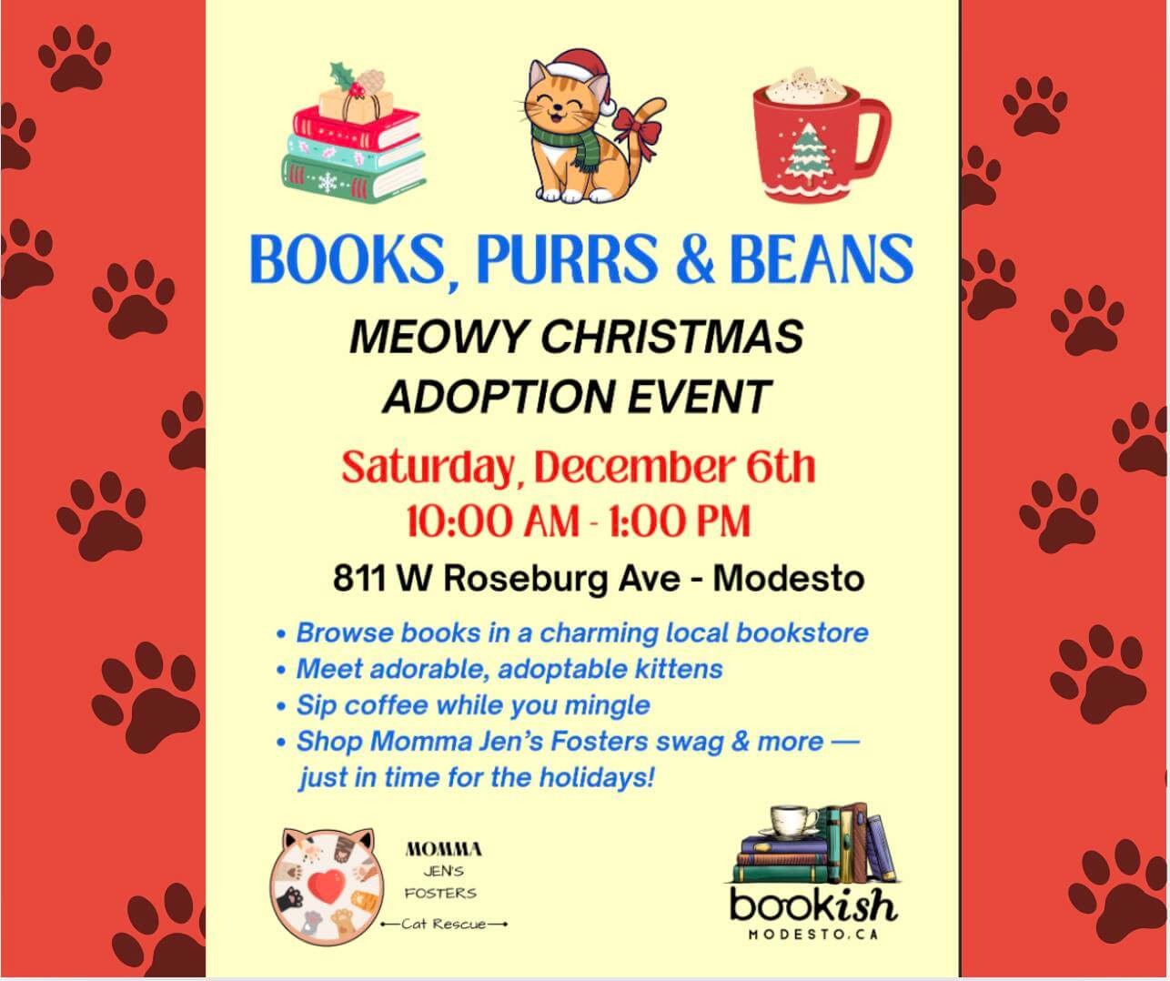 Books, Purrs, & Beans - Meowy Christmas Adoption Event at Bookish