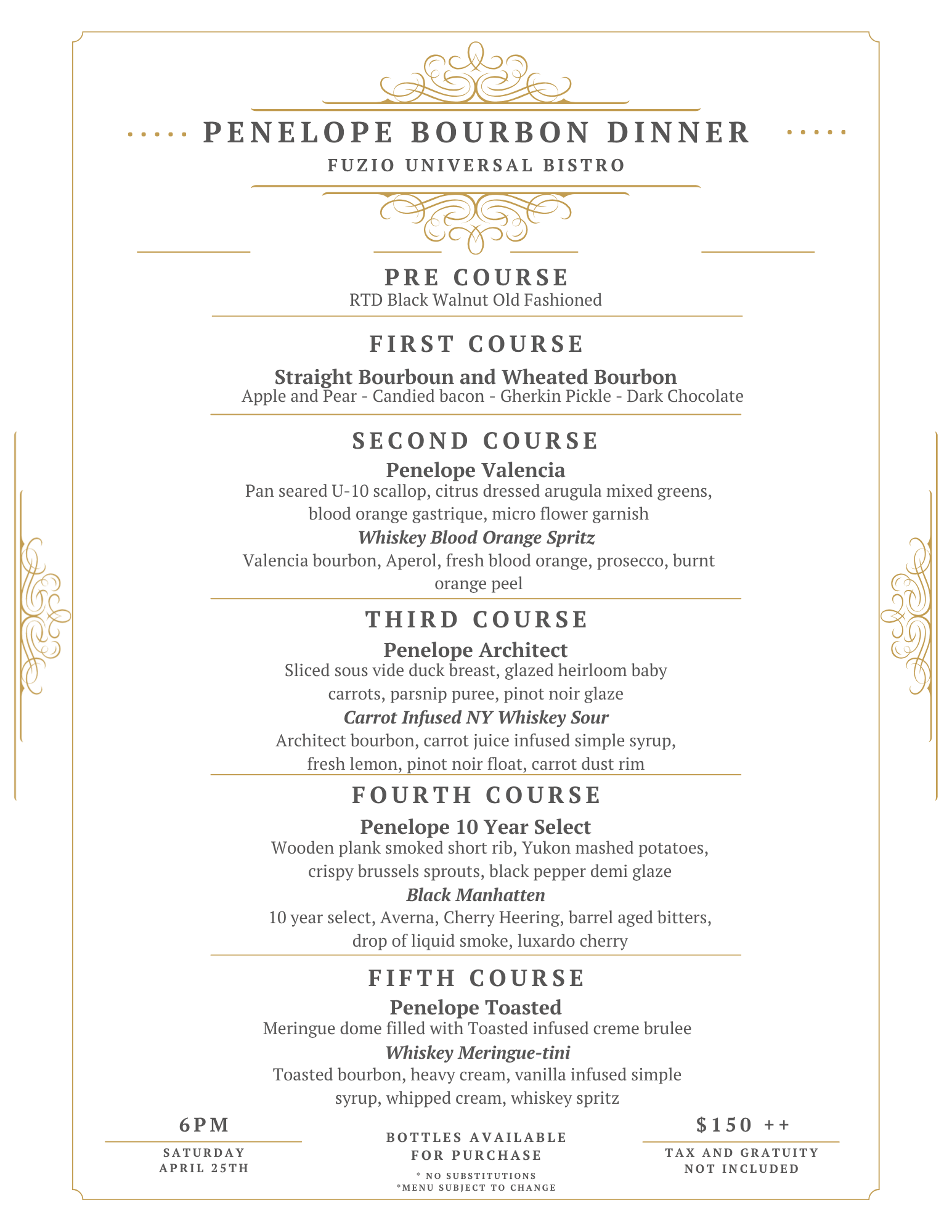 Penelope Bourbon Dinner - Fuzio